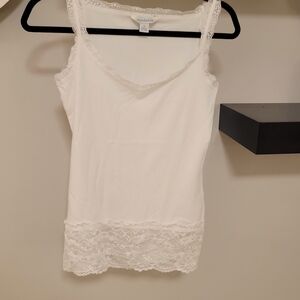 Sundance White Cotton And Lace Accent Tank Size Small